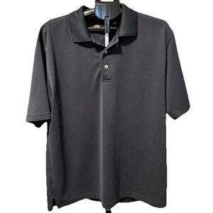 Cubavera Mens XL Black Golf Polo Short Sleeve Shirt Striped Ribbed Pineapple